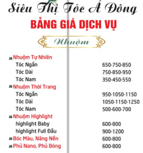 Cập nhật bảng giá nhuộm tóc mới nhất 2025 - Siêu thị tóc Á Đông